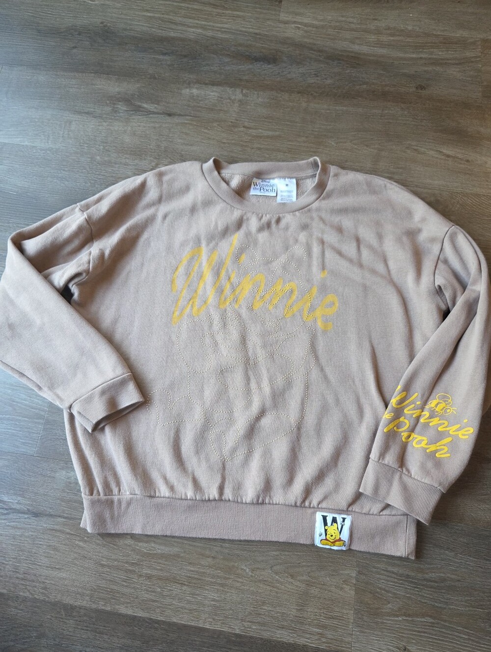 Winnie the Pooh Oversized Brown Crewneck Sweatshirt w/ Bedazzled Pooh design
